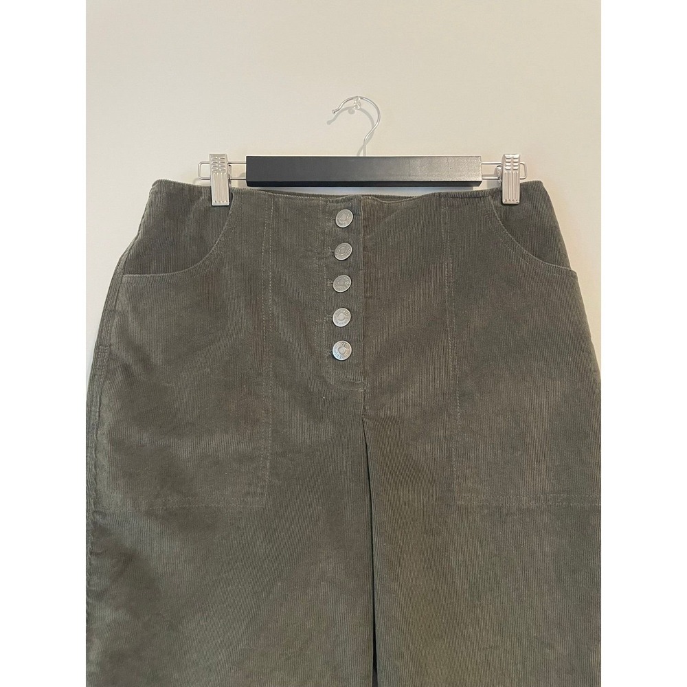 Vintage House of Harlow 1960 Olive Green High Waist Corduroy Pants Women 8 - Picture 2 of 7